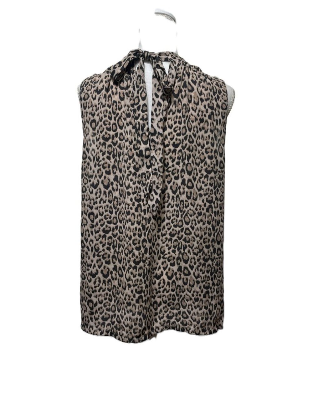 Loft Leopard Print Sleeveless Blouse with tie in the back - Picture 6 of 8